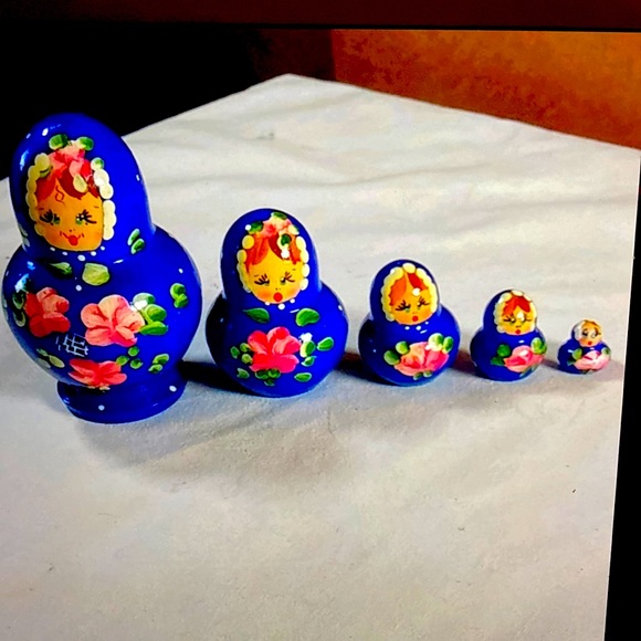 Vintage Other - Vintage Hand-painted Ukraine Matryoshka Set of 5 Dolls